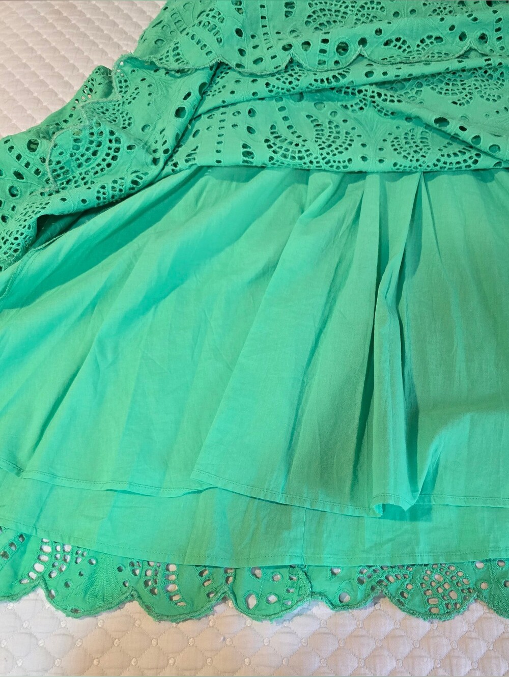 Farm Rio Green Richelieu Cutwork Midi Dress Size Small - Picture 12 of 14